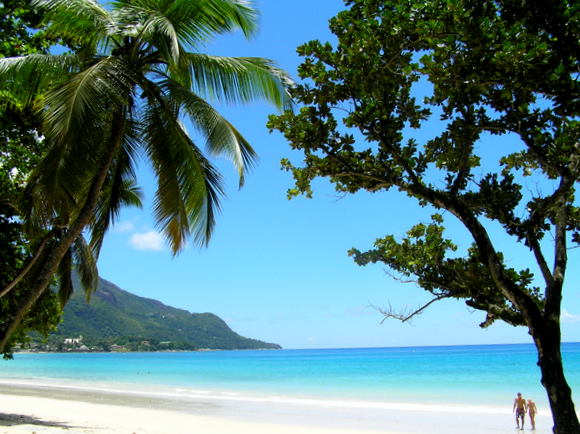 The world famous Beau Vallon Beach